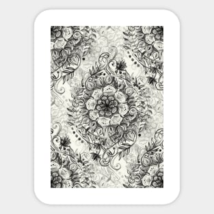 Messy Boho Floral in Charcoal and Cream Sticker